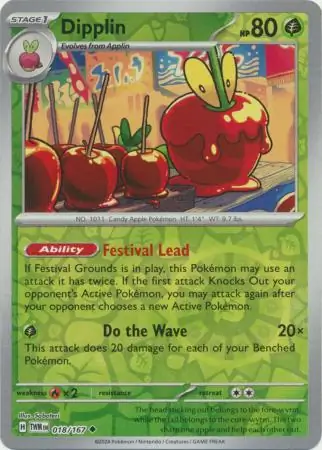 Dipplin Reverse Holo Pokemon card from Twilight Masquerade