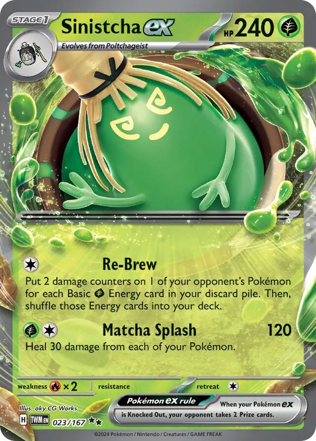 Sinistcha ex Pokemon card from Twilight Masquerade