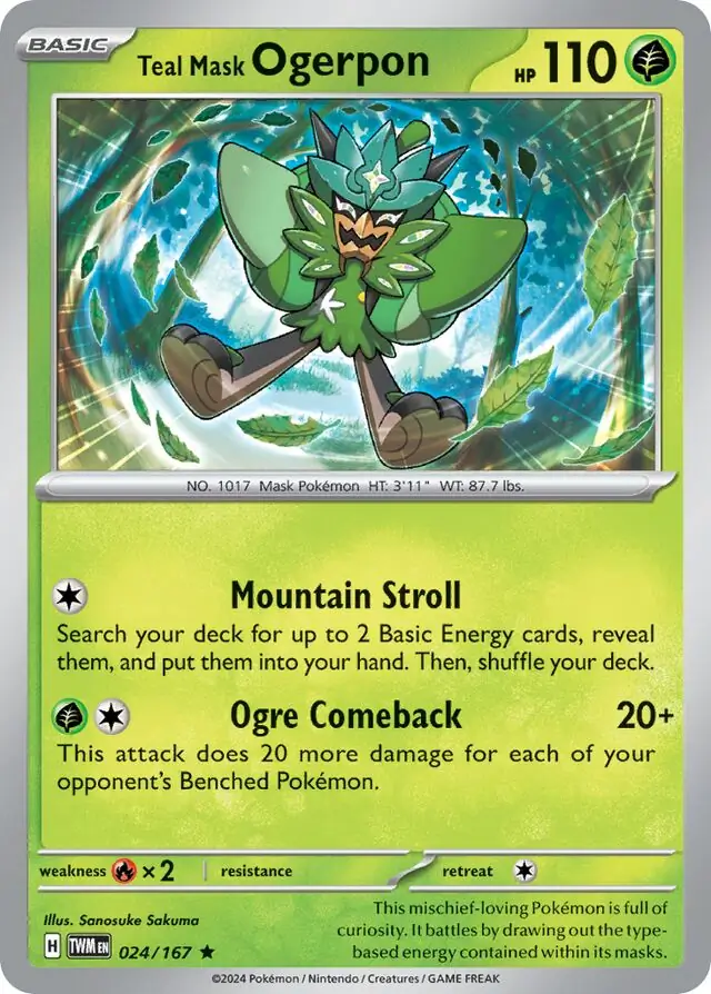 Teal Mask Ogerpon Pokemon card from Twilight Masquerade