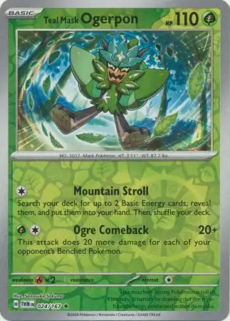 Teal Mask Ogerpon Reverse Holo Pokemon card from Twilight Masquerade