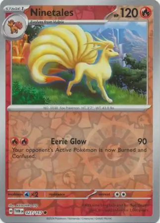 Ninetales Reverse Holo Pokemon card from Twilight Masquerade