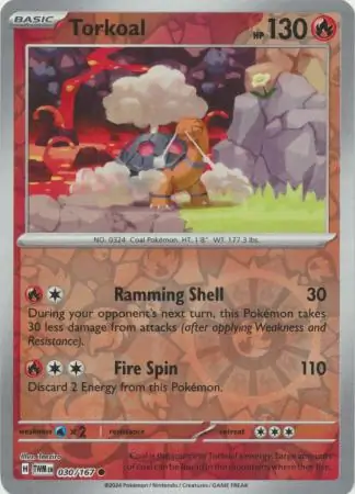 Torkoal Reverse Holo Pokemon card from Twilight Masquerade