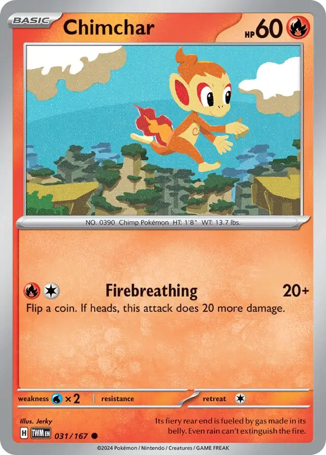 Chimchar Pokemon card from Twilight Masquerade