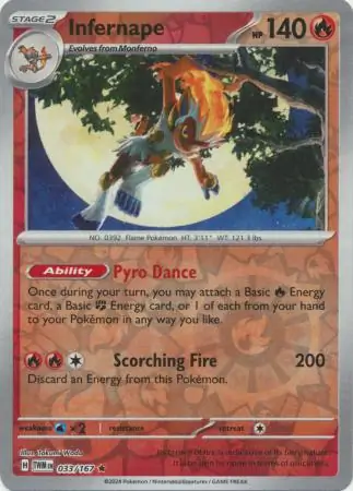 Infernape Reverse Holo Pokemon card from Twilight Masquerade