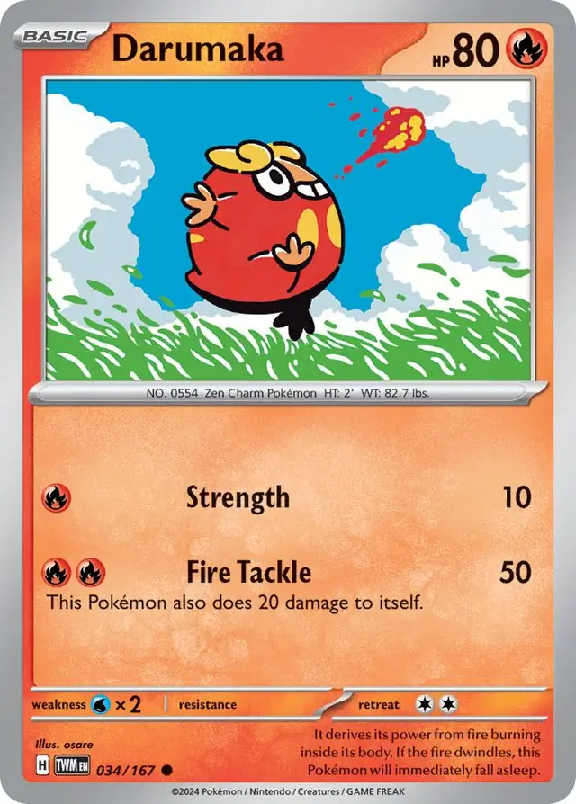 Darumaka Pokemon card from Twilight Masquerade