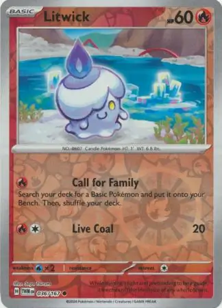 Litwick Reverse Holo Pokemon card from Twilight Masquerade