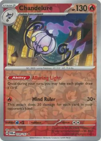 Chandelure Reverse Holo Pokemon card from Twilight Masquerade