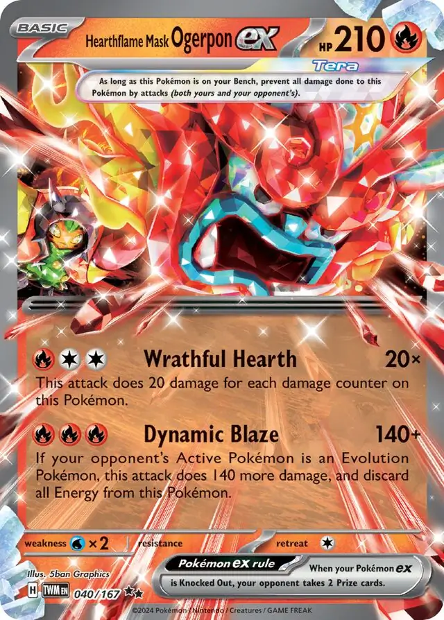 Hearthflame Mask Ogerpon ex Pokemon card from Twilight Masquerade