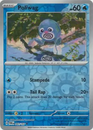 Poliwag Reverse Holo Pokemon card from Twilight Masquerade