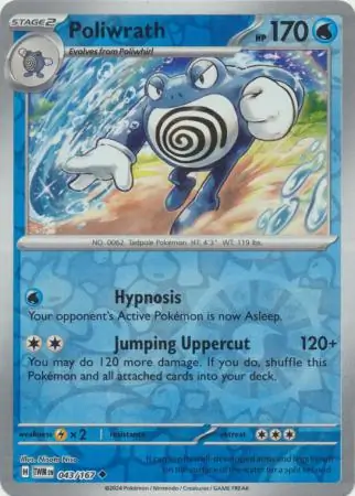 Poliwrath Reverse Holo Pokemon card from Twilight Masquerade