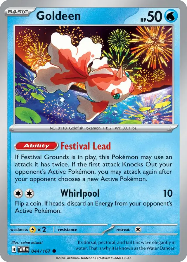 Goldeen Pokemon card from Twilight Masquerade