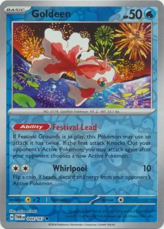 Goldeen Reverse Holo Pokemon card from Twilight Masquerade