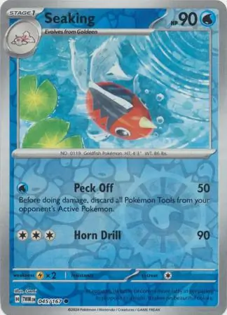 Seaking Reverse Holo Pokemon card from Twilight Masquerade