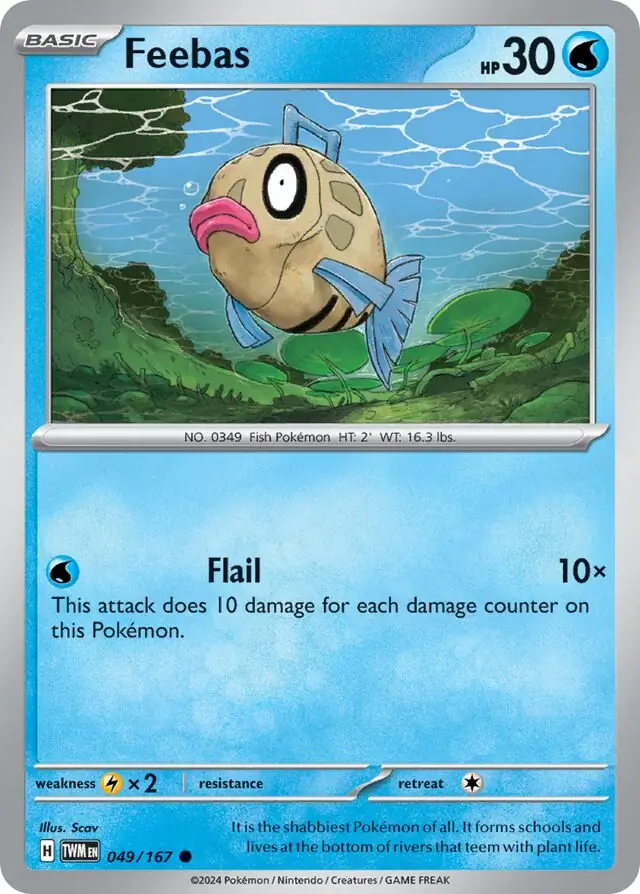 Feebas Pokemon card from Twilight Masquerade