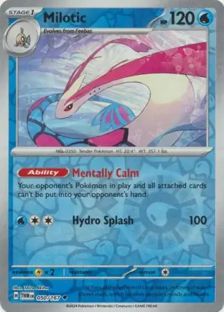 Milotic Reverse Holo Pokemon card from Twilight Masquerade