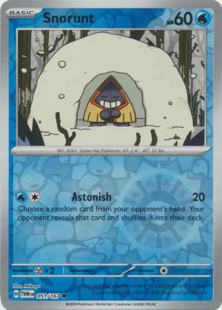 Snorunt Reverse Holo Pokemon card from Twilight Masquerade