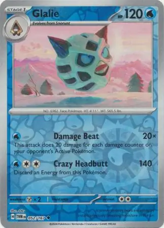 Glalie Reverse Holo Pokemon card from Twilight Masquerade