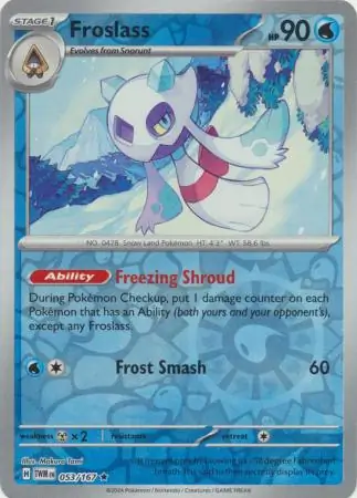 Froslass Reverse Holo Pokemon card from Twilight Masquerade