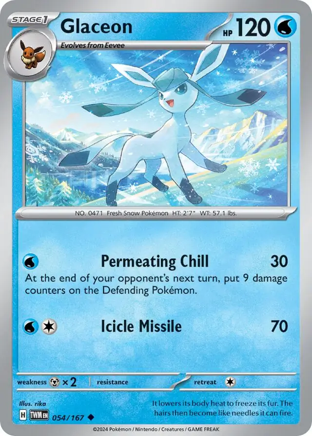 Glaceon Pokemon card from Twilight Masquerade