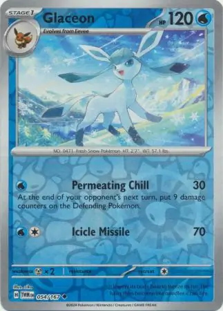 Glaceon Reverse Holo Pokemon card from Twilight Masquerade