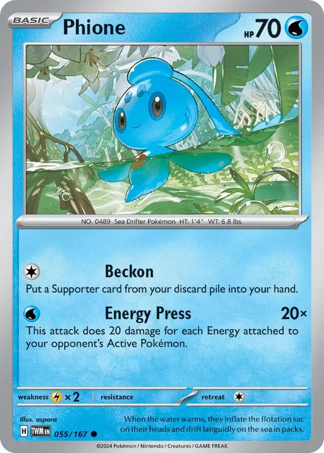 Phione Pokemon card from Twilight Masquerade