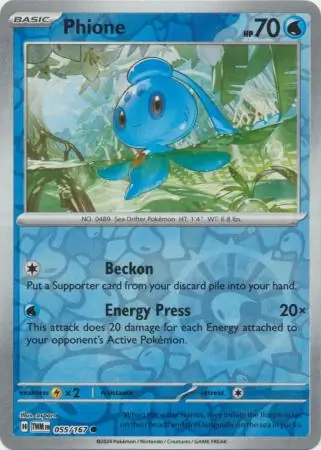 Phione Reverse Holo Pokemon card from Twilight Masquerade