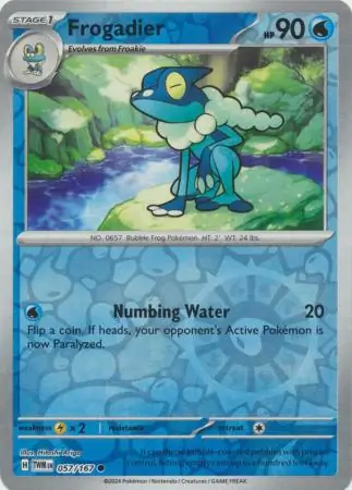 Frogadier Reverse Holo Pokemon card from Twilight Masquerade