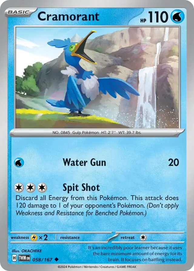 Cramorant Pokemon card from Twilight Masquerade