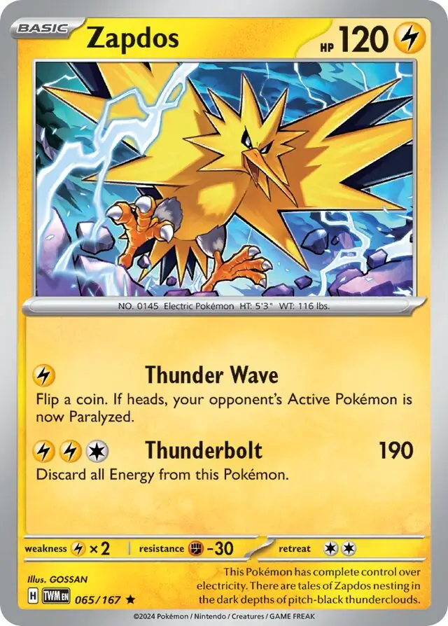Zapdos Pokemon card from Twilight Masquerade