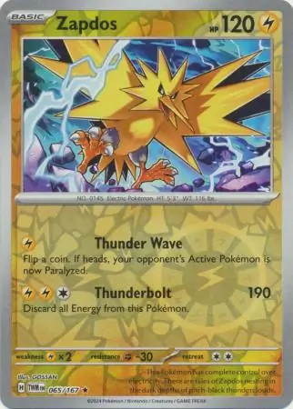 Zapdos Reverse Holo Pokemon card from Twilight Masquerade