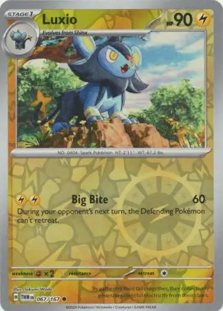Luxio Reverse Holo Pokemon card from Twilight Masquerade