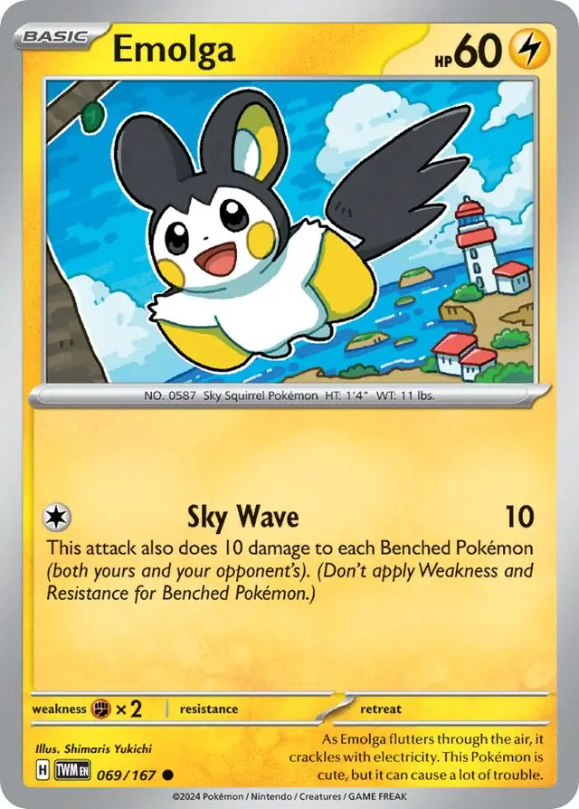 Emolga Pokemon card from Twilight Masquerade