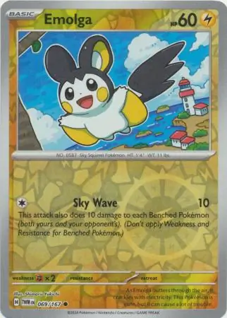 Emolga Reverse Holo Pokemon card from Twilight Masquerade