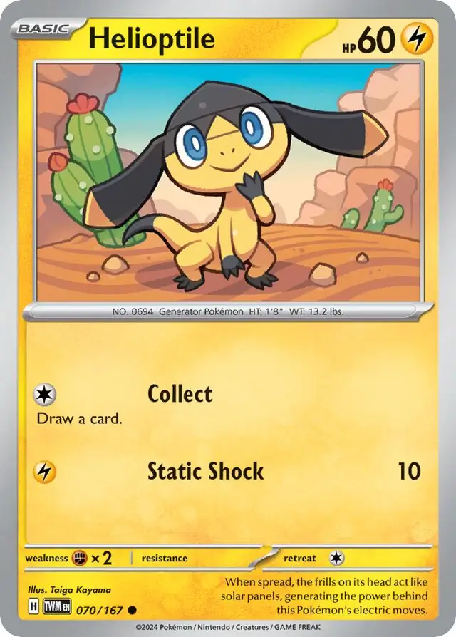 Helioptile Pokemon card from Twilight Masquerade