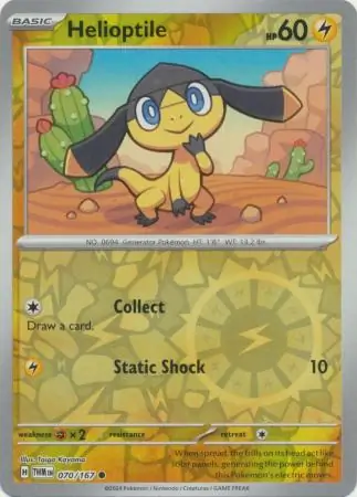 Helioptile Reverse Holo Pokemon card from Twilight Masquerade