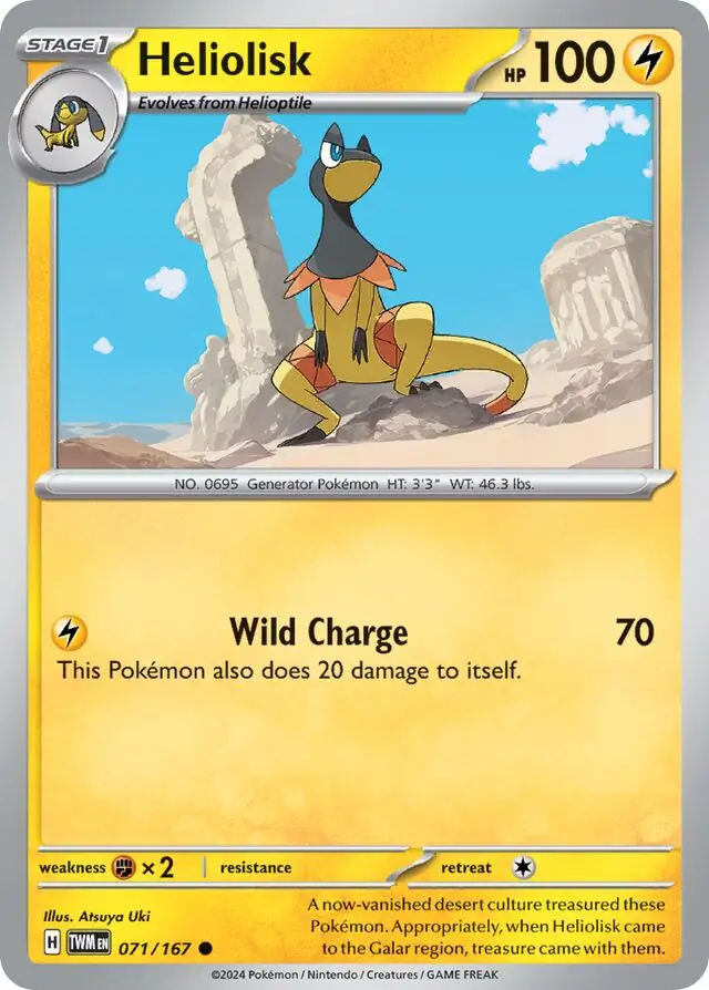 Heliolisk Pokemon card from Twilight Masquerade