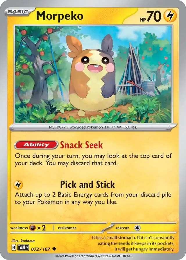Morpeko Pokemon card from Twilight Masquerade