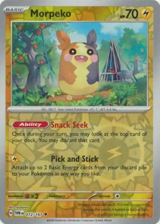 Morpeko Reverse Holo Pokemon card from Twilight Masquerade