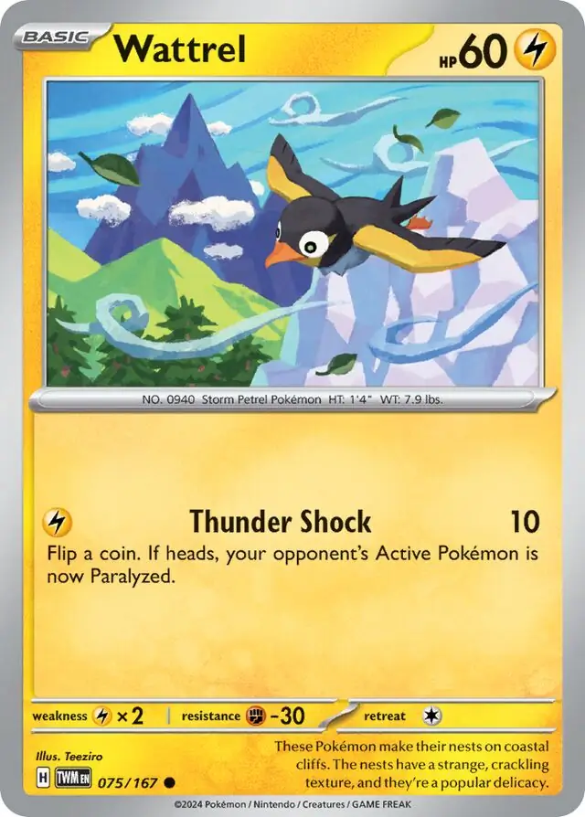 Wattrel Pokemon card from Twilight Masquerade