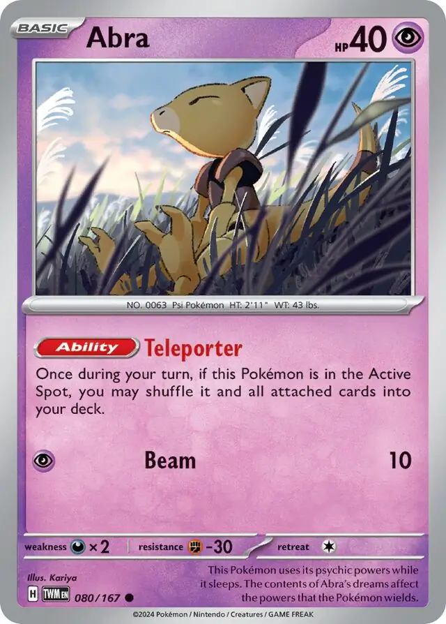 Abra Pokemon card from Twilight Masquerade