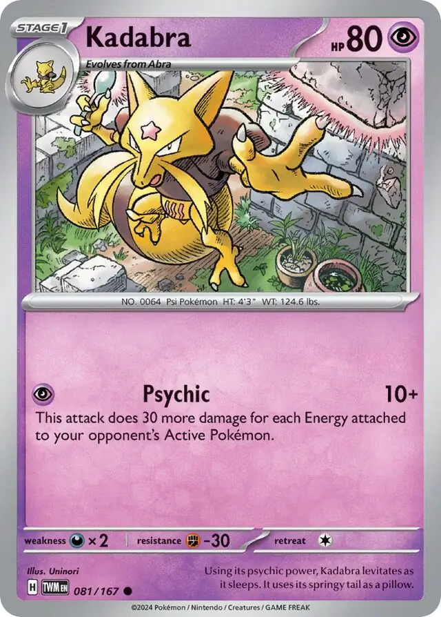 Kadabra Pokemon card from Twilight Masquerade