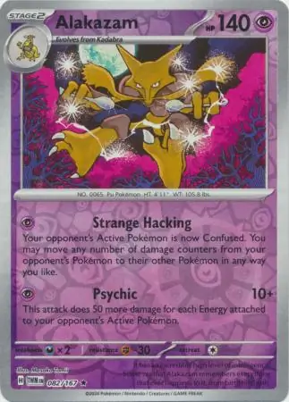 Alakazam Reverse Holo Pokemon card from Twilight Masquerade