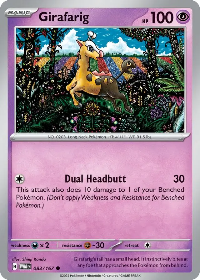 Girafarig Pokemon card from Twilight Masquerade