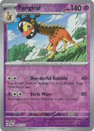 Farigiraf Reverse Holo Pokemon card from Twilight Masquerade