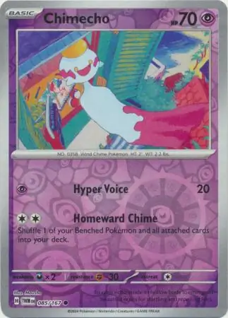 Chimecho Reverse Holo Pokemon card from Twilight Masquerade