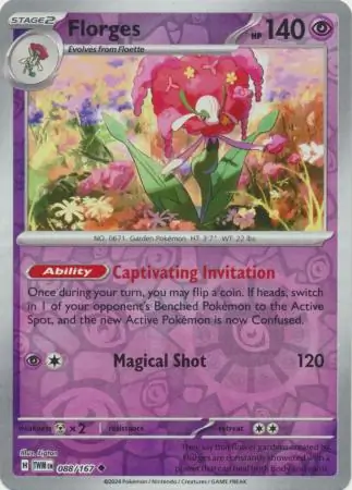 Florges Reverse Holo Pokemon card from Twilight Masquerade