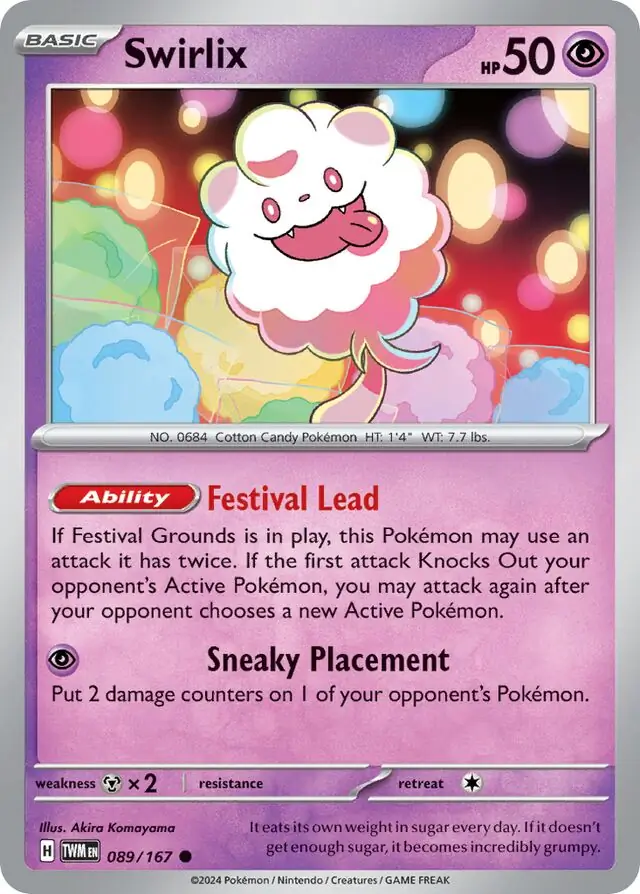 Swirlix Pokemon card from Twilight Masquerade