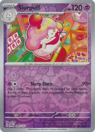 Slurpuff Reverse Holo Pokemon card from Twilight Masquerade