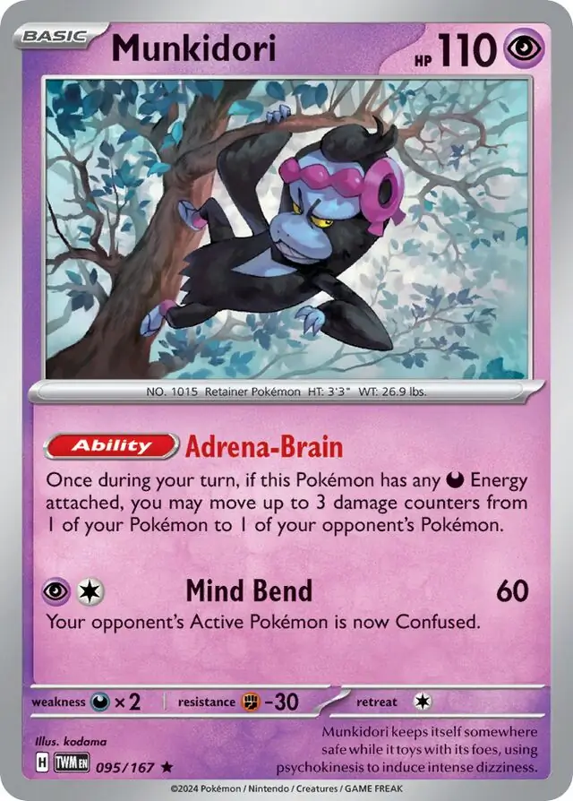 Munkidori Pokemon card from Twilight Masquerade