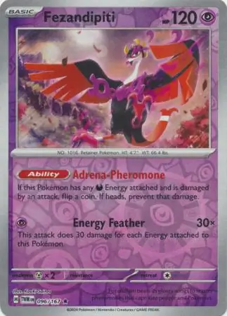 Fezandipiti Reverse Holo Pokemon card from Twilight Masquerade